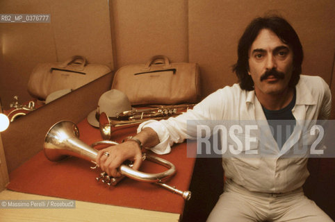 Enrico Rava, tromba, musica jazz, ritratto 1985, Roma, Italia / Enrico Rava, trumpet, jazz music, potrait 1985, Rome, Italy. ©Massimo Perelli/Rosebud2