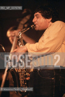 Massimo Urbani, sassofonista, musica jazz, ritratto 1986, Roma, Italia / Massimo Urbani, saxophonist, jazz music, potrait 1986, Rome, Italy. ©Massimo Perelli/Rosebud2