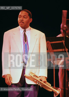 Wynton Marsalis, tromba, musica jazz, ritratto 1986, Roma, Italia / Wynton Marsalis, trumpet, jazz music, potrait 1986, Rome, Italy. ©Massimo Perelli/Rosebud2