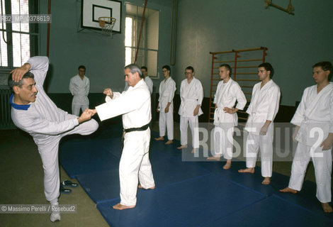 Guardie Svizzere in Vaticano, allenamento judo, ritratto 1992, Stato Vaticano, Roma, Italia / Swiss Guards in Vatican, judo training, potrait 1992, Vatican State, Rome, Italy. ©Massimo Perelli/Rosebud2