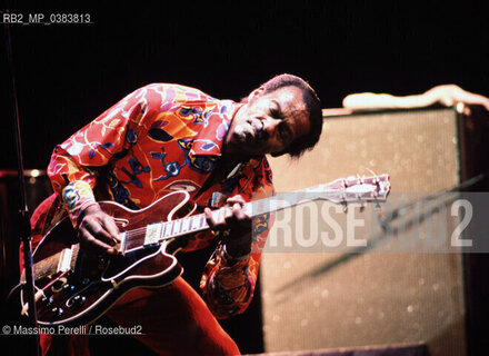 Chuck Berry, cantante, chitarrista, musica rock, ritratto 1989, Roma, Italia / Chuck Berry, singer, guitarist, rock music, potrait 1989, Rome, Italy. ©Massimo Perelli/Rosebud2