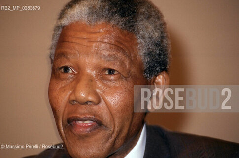 Nelson Mandela, presidente Sud Africa, attivista politico, ritratto 1998, Roma, Italia / Nelson Mandela, South Africa  president, political activist, potrait 1998, Rome, Italy. ©Massimo Perelli/Rosebud2