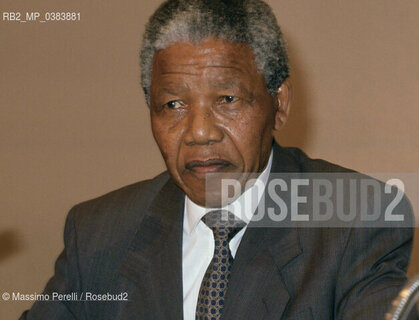 Nelson Mandela, presidente Sud Africa, attivista politico, ritratto 1998, Roma, Italia / Nelson Mandela, South Africa  president, political activist, potrait 1998, Rome, Italy. ©Massimo Perelli/Rosebud2