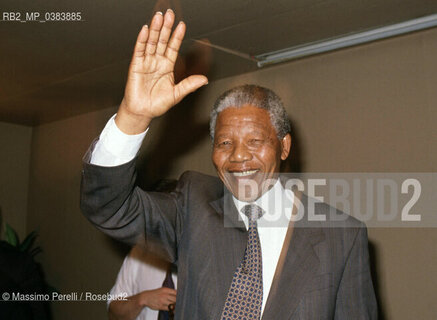 Nelson Mandela, presidente Sud Africa, attivista politico, ritratto 1998, Roma, Italia / Nelson Mandela, South Africa  president, political activist, potrait 1998, Rome, Italy. ©Massimo Perelli/Rosebud2