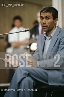 Ali Agca,attentatore di Papa Wojtyla in processo, Aula Bunker Foro Italico, ritratto 1985, Roma, Italia / Ali Agca, Popes bomber, process, Aula Bunker Foro Italico, potrait 1985, Rome, Italy. ©Massimo Perelli/Rosebud2