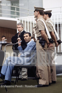 Ali Agca,attentatore di Papa Wojtyla in processo, Aula Bunker Foro Italico, ritratto 1985, Roma, Italia / Ali Agca, Popes bomber, process, Aula Bunker Foro Italico, potrait 1985, Rome, Italy. ©Massimo Perelli/Rosebud2