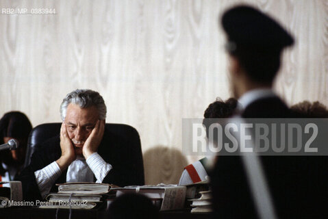 Severino Santiapichi, presidente Corte Cassazione, processo attentato Papa Wojtyla, ritratto 1985, Roma, Italia / Severino Santiapichi, president Corte Cassazione, process attempted Pope Wojtyla, potrait 1985, Rome, Italy. ©Massimo Perelli/Rosebud2