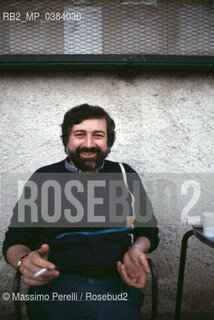 Francesco Guccini, cantautore, ritratto 1985, Roma, Italia / Francesco Guccini, songwriter, potrait 1985, Rome, Italy. ©Massimo Perelli/Rosebud2