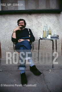 Francesco Guccini, cantautore, ritratto 1985, Roma, Italia / Francesco Guccini, songwriter, potrait 1985, Rome, Italy. ©Massimo Perelli/Rosebud2