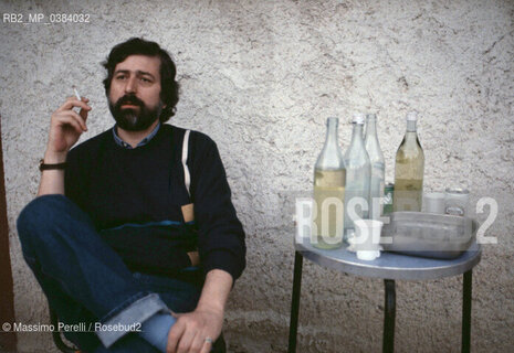 Francesco Guccini, cantautore, ritratto 1992, Roma, Italia / Francesco Guccini, songwriter, potrait 1992, Rome, Italy. ©Massimo Perelli/Rosebud2