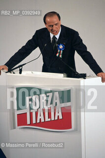 Silvio Berlusconi, imprenditore, fondatore partito Forza Italia, 1a Convention, Roma 06/02/1994 Italia / Silvio Berlusconi, entrepreneur, founder Party Forza Italia, 1 convention, Rome 06/02/1994.Italy. ©Massimo Perelli/Rosebud2