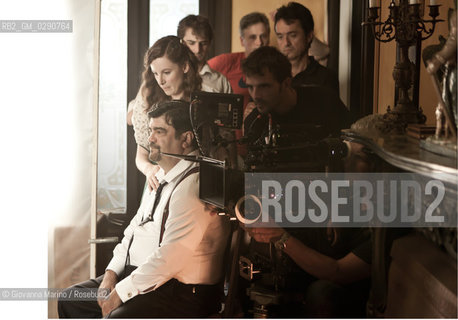Director Giulio Base on the set of the movie Il Pretore with actors Francesco Pannofino, Luino, Italy, 2014 ©Giovanna Marino/Rosebud2