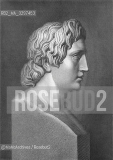 Alexander the Great (Alexander III of Macedon 356-323 BC): engraving by Giuseppe Longhi (1766-1831) from a sculpture by Pietro Anderloni (1785-1849) / Alessandro il Grande (Alessandro III di Macedonia 356-323 a.C.): incisione di Giuseppe Longhi (1766-1831) da una scultura di Pietro Anderloni (1785-1849) - Reproduced by MaMoArchives/Rosebud2