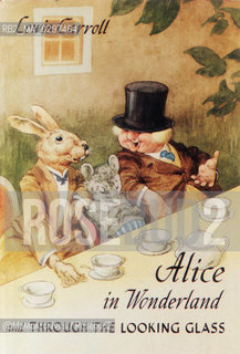 c. 1920: Cover of an English edition of  Alices Adventures in Wonderland and  Throug the Looking Glass by Lewis Carroll / 1920 c.: Copertina di unedizione inglese di Alice nel Paese delle meraviglie e Attraverso lo specchio e quel che Alice vi trovò di Lewis Carroll - Reproduced by MaMoArchives/Rosebud2