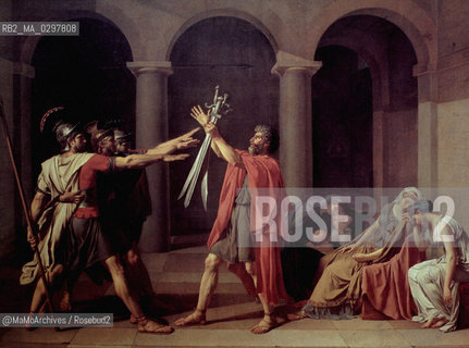 Le Serment des Horaces (The Oath of the Horatii) by French painter Jacques-Louis David (1784, Louvre Museum) / Il giuramento delgli Orazi, opera del pittore francese Jacques-Louis David (1784, Museo del Louvre) - Reproduced by MaMoArchives/Rosebud2