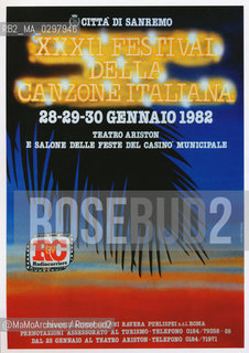 Poster del Festival di Sanremo 1982 - Reproduced by MaMoArchives/Rosebud2