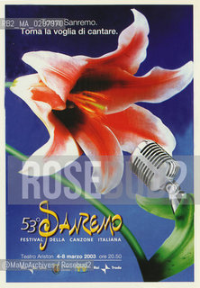 Poster del Festival di Sanremo 2003 - Reproduced by MaMoArchives/Rosebud2