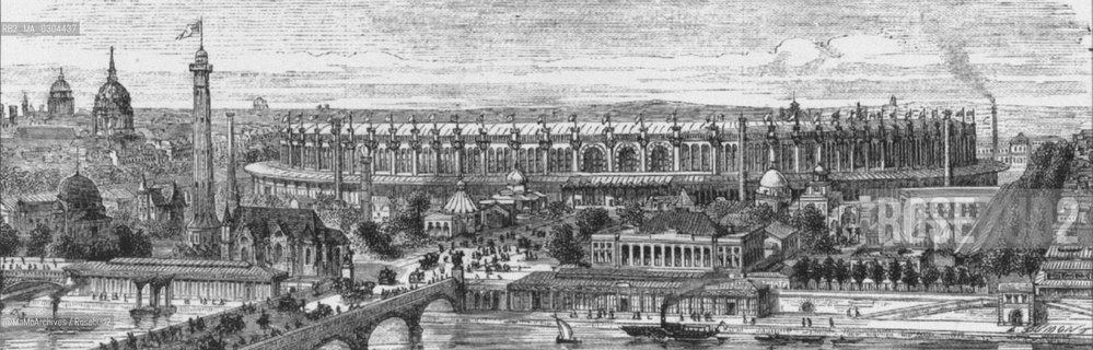 Paris Expo 1867: Main building at Champ de Mars / Esposizione Universale di Parigi 1867: Palazzo principale in Champ de Mars - Reproduced by MaMoArchives/Rosebud2