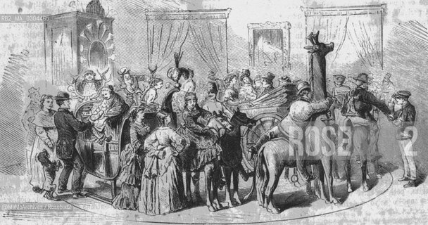 Vienna Expo 1873: Popular games at Prater, the carousel / Esposizione Universale di Vienna 1873: Giochi popolari al Prater, il carosello - Reproduced by MaMoArchives/Rosebud2