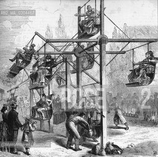 Vienna Expo 1873: Popular games at Prater,  Russian seesaw / Esposizione Universale di Vienna 1873: Giochi popolari al Prater, laltalena russa - Reproduced by MaMoArchives/Rosebud2