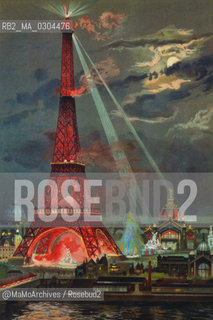 Expo Paris 1889: Light games on the Tour Eiffel / Esposizione universale di Parigi 1889: Giochi di luce sulla torre Eiffel - Reproduced by MaMoArchives/Rosebud2