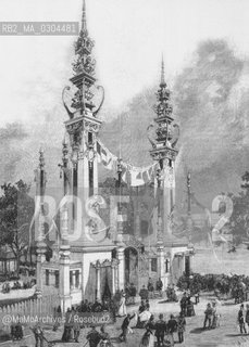 Expo Paris 1889: Exposition entry from the Quai dOrsay / Esposizione universale di Parigi 1889: Ingresso dellesposizione dal Quai dOrsay - Reproduced by MaMoArchives/Rosebud2
