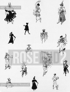 Milan Expo 1906: Costumes sketches by Alfredo Edel for the ballet Sport / Esposizione universale di Milano 1906: Schizzi di Alfredo Edel per i costumi del balletto Sport - Reproduced by MaMoArchives/Rosebud2