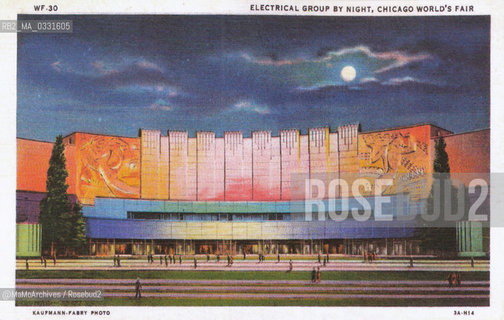 Chicago Expo 1933-1934: Electrical group by night / Esposizione universale di Chicago 1933-1934: Il gruppo elettrico di notte - Reproduced by MaMoArchives/Rosebud2