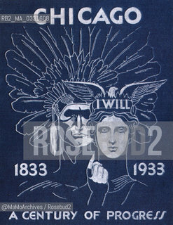 Chicago Expo 1933-1934: Cover of the souvenir book / Esposizione universale di Chicago 1933-1934: Copertina del libretto ricordo  - Reproduced by MaMoArchives/Rosebud2