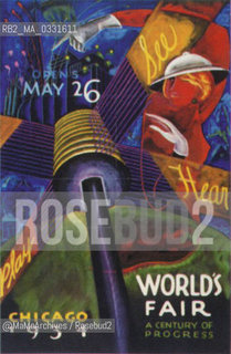 Chicago Expo 1933-1934: Poster for the reopening in 1954 / Esposizione universale di Chicago 1933-1934: Manifesto per la riapertura nel 1954 - Reproduced by MaMoArchives/Rosebud2