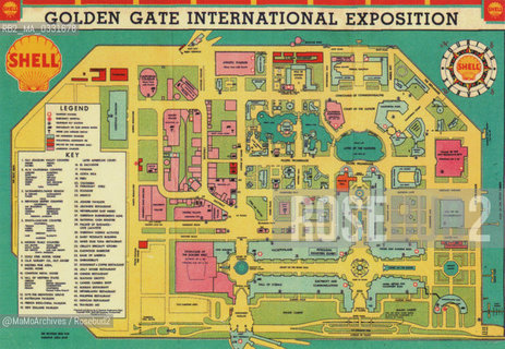 Expo History, San Francisco 1939-1940. Plan of the exposition offered by Shell / Storia dellExpo, San Francisco 1939-1940. Pianta dellesposizione offerta dalla Shell  - Reproduced by MaMoArchives/Rosebud2