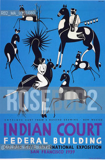 Expo History, San Francisco 1939-1940. One of the posters for the Indian Court in the Federal Palace: navaho antelope hunt / Storia dellExpo, San Francisco 1939-1940. Uno dei manifesti per la corte indiana nel Palazzo federale: caccia allantilope dei navaho  - Reproduced by MaMoArchives/Rosebud2