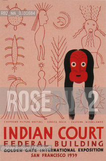 Expo History, San Francisco 1939-1940. One of the posters for the Indian Court in the Federal Palace: Seneca mask / Storia dellExpo, San Francisco 1939-1940. Uno dei manifesti per la corte indiana nel Palazzo federale: maschera Seneca  - Reproduced by MaMoArchives/Rosebud2