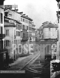 Milan, Teatro alla Scala with buildings around, c. 1850 / Milano, Teatro alla Scala circondato da edifici, 1850 circa - Reproduced by MaMoArchives/Rosebud2