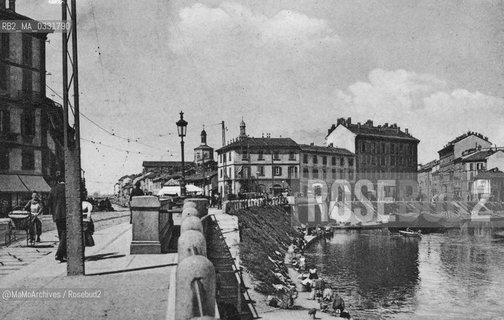 Milan, early twentieth century. Darsena at Porta Ticinese / Milano, inizi del Novecento. Darsena di Porta Ticinese - Reproduced by MaMoArchives/Rosebud2