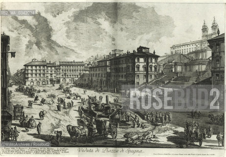 Rome, Piazza di Spagna in an engraving by Giovanni Battista Piranesi (1750) / Roma, piazza di Spagna in una incisione di Giovanni Battista Piranesi (1750) - Reproduced by MaMoArchives/Rosebud2