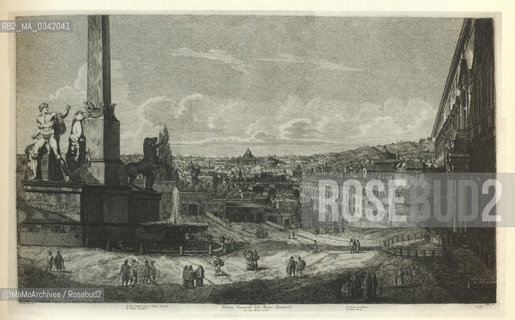 Rome, panoramic view from Piazza del Quirinale in an engraving of Luigi Rossini (1822) / Roma, veduta panoramica da piazza del Quirinale in una incisione di Luigi Rossini - Reproduced by MaMoArchives/Rosebud2