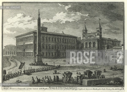 Rome, Piazza di San Giovanni in Laterano in an engraving by Giuseppe Vasi (1752) / Roma, Piazza di San Giovanni in Laterano in una incisione di Giuseppe Vasi (1752) - Reproduced by MaMoArchives/Rosebud2