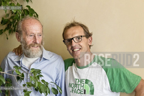 Mario Curnis(Nembro 1936) e Simone Moro(Bergamo 1967) alpinisti italiani,entrambi ospiti allevento Pordenonelegge/Italian climbers,both guests at the event Pordenonelegge/ Solo per uso editoriale. ©Manuela Zugolo/Rosebud2