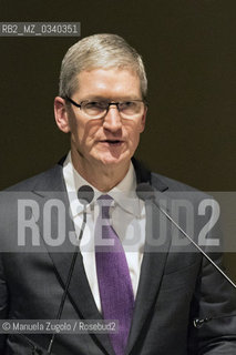 Apple CEO Tim Cook attends the opening of the academic year 2015-16 at Bocconi University in Milan as a guest speaker. 10 November 2015. / Tim Cook, amministratore delegato di Apple allUniversità Bocconi di Milano il 10 novembre 2015 ©Manuela Zugolo/Rosebud2