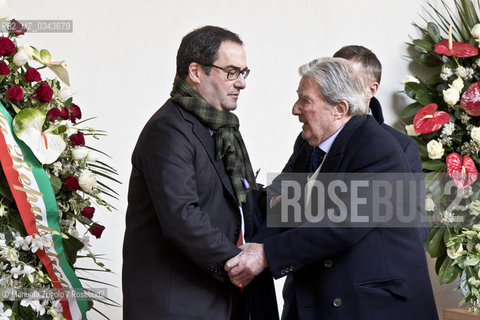 Stefano Eco, al funerale del padre Umberto celebrato al castello sforzesco di Milano con una cerimonia laica / at the funeral of his father Umberto celebrated at the Castello Sforzesco in Milan with a secular ceremony. Only for editorial use / Solo per uso editoriale. ©Manuela Zugolo/Rosebud2