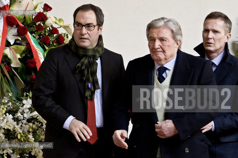 Stefano Eco, al funerale del padre Umberto celebrato al castello sforzesco di Milano con una cerimonia laica / at the funeral of his father Umberto celebrated at the Castello Sforzesco in Milan with a secular ceremony. Only for editorial use / Solo per uso editoriale. ©Manuela Zugolo/Rosebud2