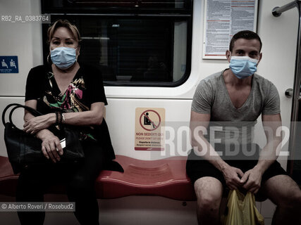 Milano, Domenica 3 Maggio 2020  - La città ai tempi del Corona Virus. L ATM (Azienda Trasporti Milanese) ha approntato la segnaletica per la ripartenza del lavoro il 4 Maggio ©Alberto Roveri/Rosebud2