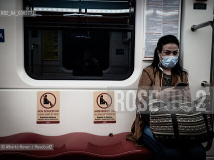 Milano, Domenica 3 Maggio 2020  - La città ai tempi del Corona Virus. L ATM (Azienda Trasporti Milanese) ha approntato la segnaletica per la ripartenza del lavoro il 4 Maggio ©Alberto Roveri/Rosebud2