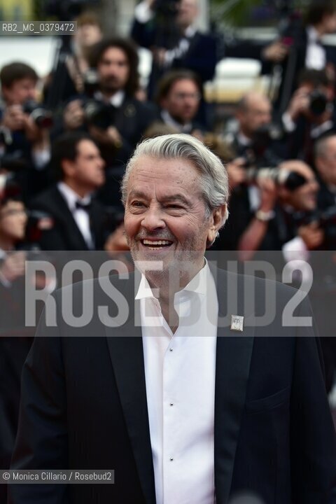 Lattore francese Alain Delon sul red carpet del 72° Festival del cinema di Cannes per ricevere la palma doro alla carriera. Cannes, 19 maggio 2019.
French actor Alain Delon attends the 72nd Annual Cannes Film Festival to receive the golden palm for his career. in Cannes, 19 May 2019.
