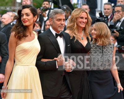 George Clooney con la moglie Amal Alamuddin Clooney, Julia Roberts e Jodie Foster al 69° Festival del Cinema di Cannes, George Clooney with his wife Amal Alamuddin Clooney, Julia Roberts and Jodie Foster at 69th Cannes annual film festival ©Monica Cillario/Rosebud2