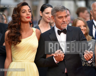 George Clooney e Amal Clooney al 69° Festival Internazionale del Cinema di Cannes, maggio 2016. George Clooney e Amal Clooney at 69th Cannes annual film festival, may 2016 ©Monica Cillario/Rosebud2