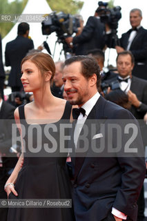 Stefano Accorsi con la nuova compagna, la modella Bianca Vitali sul red carpet del 69esimo Festival del Cinema di Cannes, maggio 2016. Italian actor Stefano Accorsi with his new girlfriend Bianca Vitali on the red carpet during 69th Cannes Film Festival ©Monica Cillario/Rosebud2