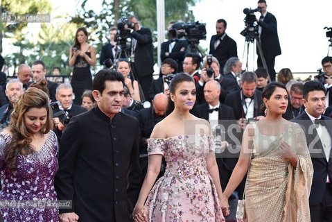 Producer Jackky Bhagnani, Deepshika Deshmukh , actors Darshan Kumaar, Aishwarya Rai, Richa Chadha  attend the From The Land Of The Moon (Mal De Pierres) premiere during the 69th annual Cannes Film Festival at the Palais des Festivals on May 15, 2016 ©Monica Cillario/Rosebud2