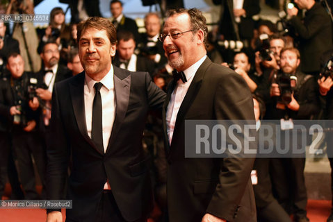 Javier Bardem e Jean Reno  alla prima del film The last Face durante la 69esima edizione del Festival del Cinema di Cannes, maggio 2016.  Javier Bardem and Jean Reno attend The Last Face Premiere during the 69th annual Cannes Film Festival at the Palais des Festivals on May 2016 ©Monica Cillario/Rosebud2